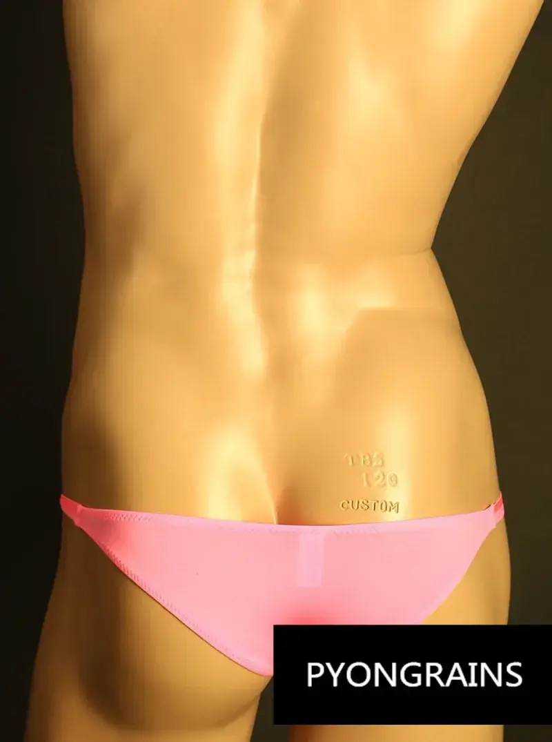 Men Adjustable Metal O-Ring Double Thin Strap Bikini Briefs Low Rise Silky Ice Silk 3D U Convex Pouch Sexy Male Underwear