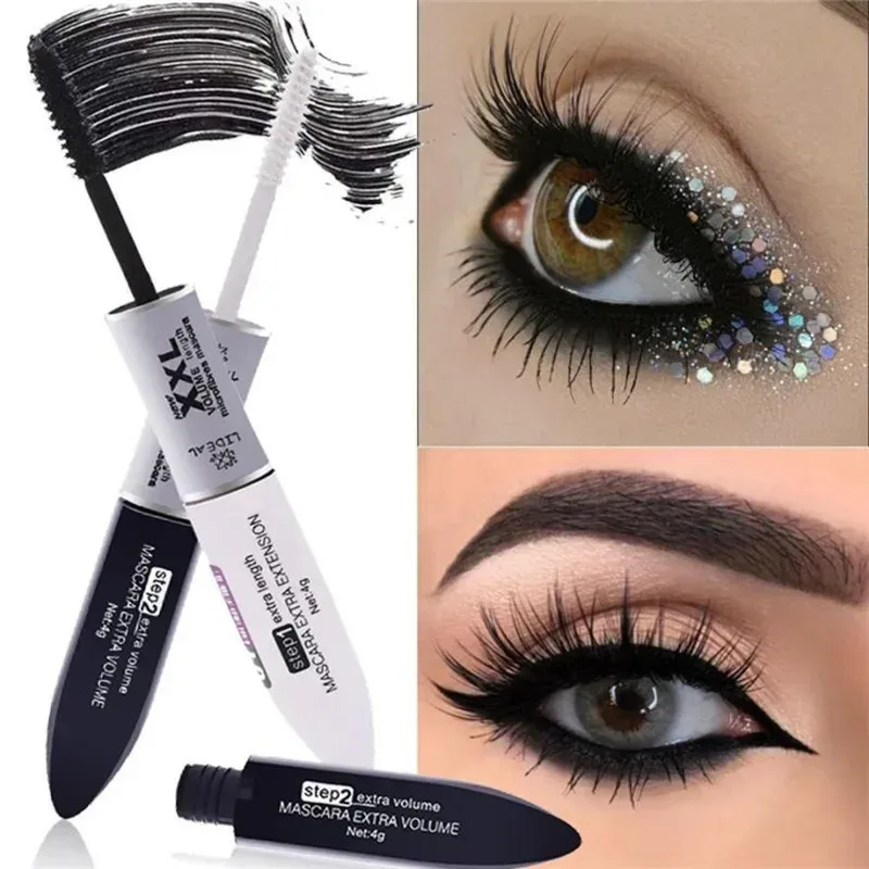 Ultra černá oboustranná řasenka prodlužující a dodávající objem a dlouhotrvající oční make-up s černo-bílými hlavicemi kartáčku
