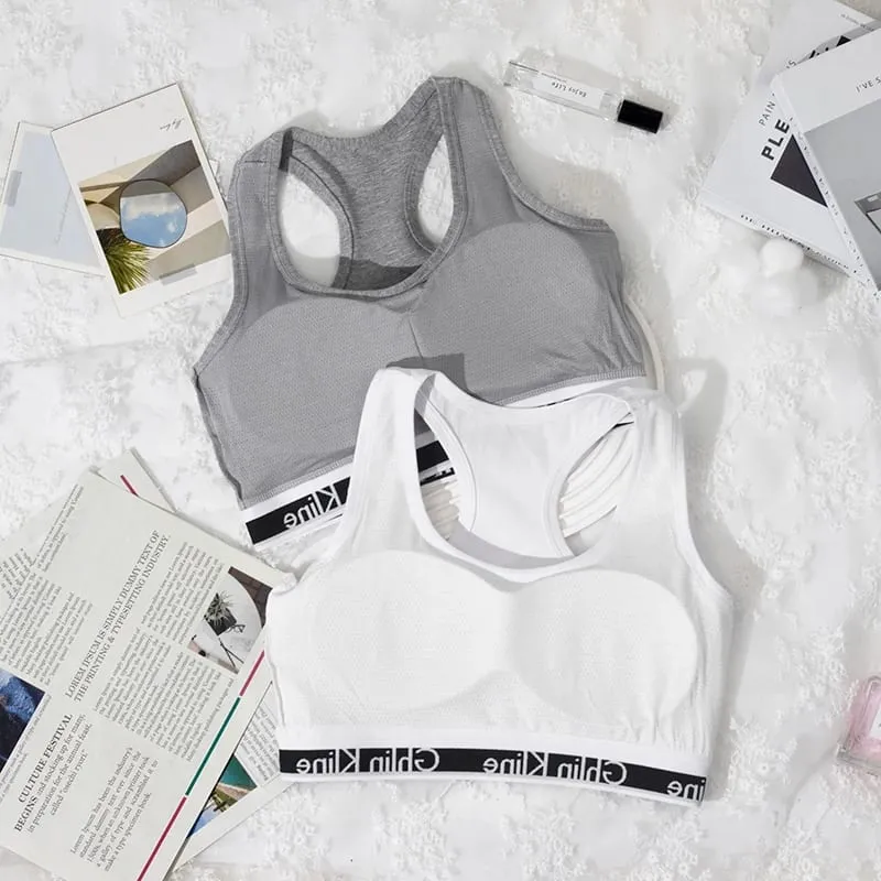 Women's Cotton Sports Bra Set with Padded Underwear And Flat Angle Sports Shorts Comfortable Breathable