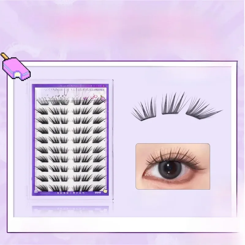 60 Clusters of Brown Natural Fox-Style Cat Eye False Eyelashes Makeup Tools Natural Segmented Eyelash Bundles Makeup Tools