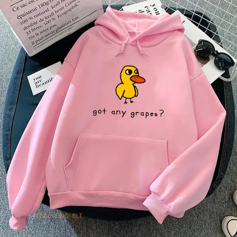 The Duck Song Got Any Grapes Printed Hoodies Kawaii Cartoon Women Sweatshirts Winter Soft Comfortable Hooded Clothing Streetwear — image 2