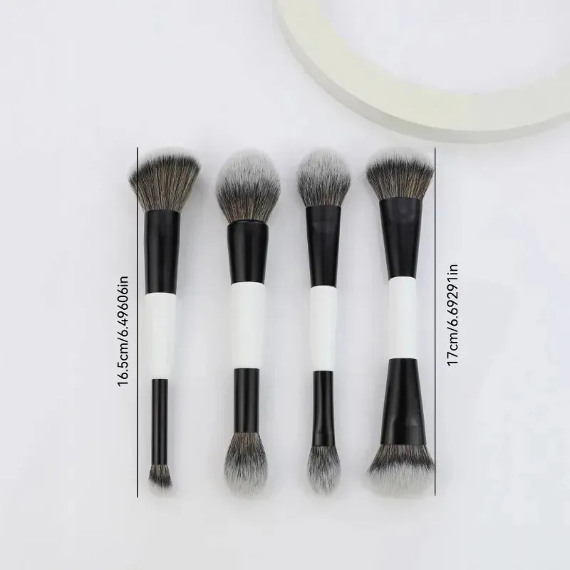 Double Head Makeup Brushes 2 In 1 Flat Angled Foundation Concealer Contour for Blending Loose Powder Liquid Cream Cosmetic Tools