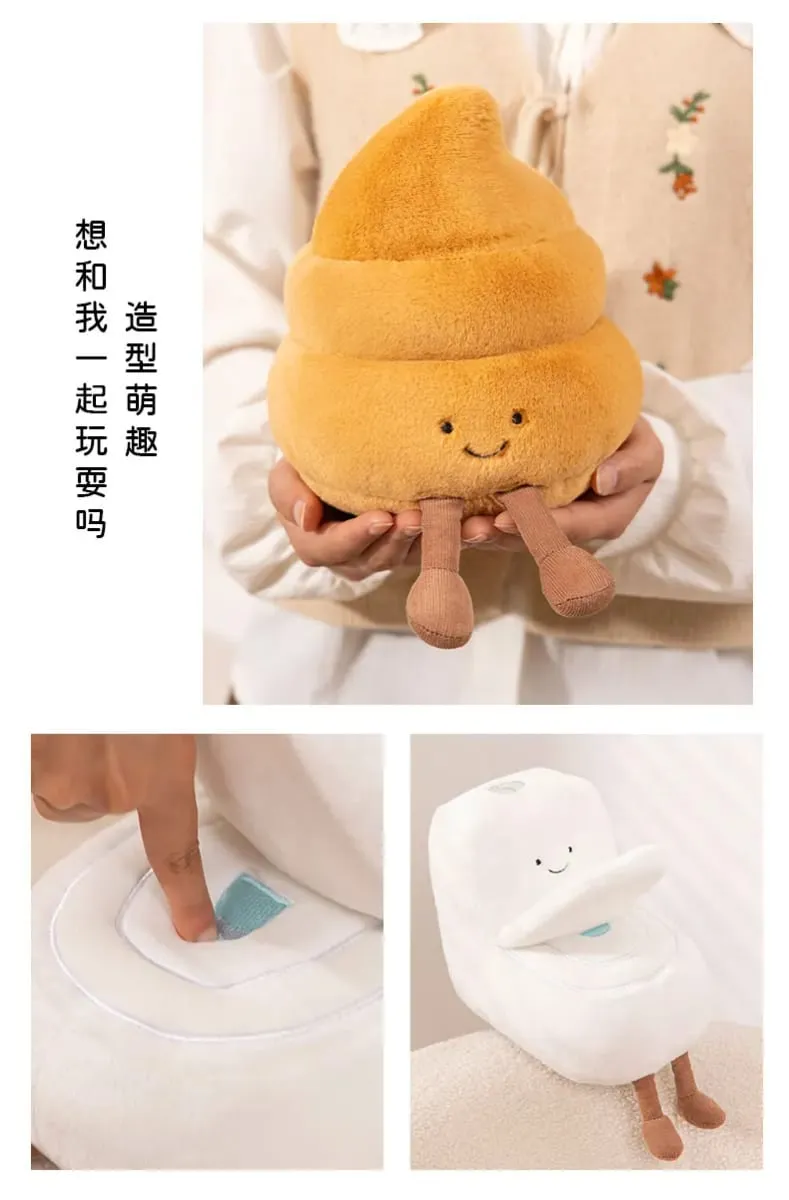 Kawaii Toilet Plush Humanoid Toy Stuffed Poop Roll Paper Plushie Smiling with Legs Prop Decor Gift