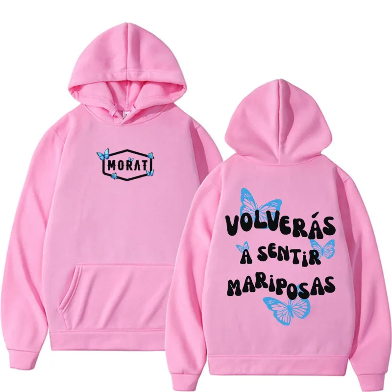 Band Morat Volveras A Sentir Mariposas Merch Hoodies Men's Women Fashion Hip Hop Rock Sweatshirts Fleece Casual Oversized Hoodie