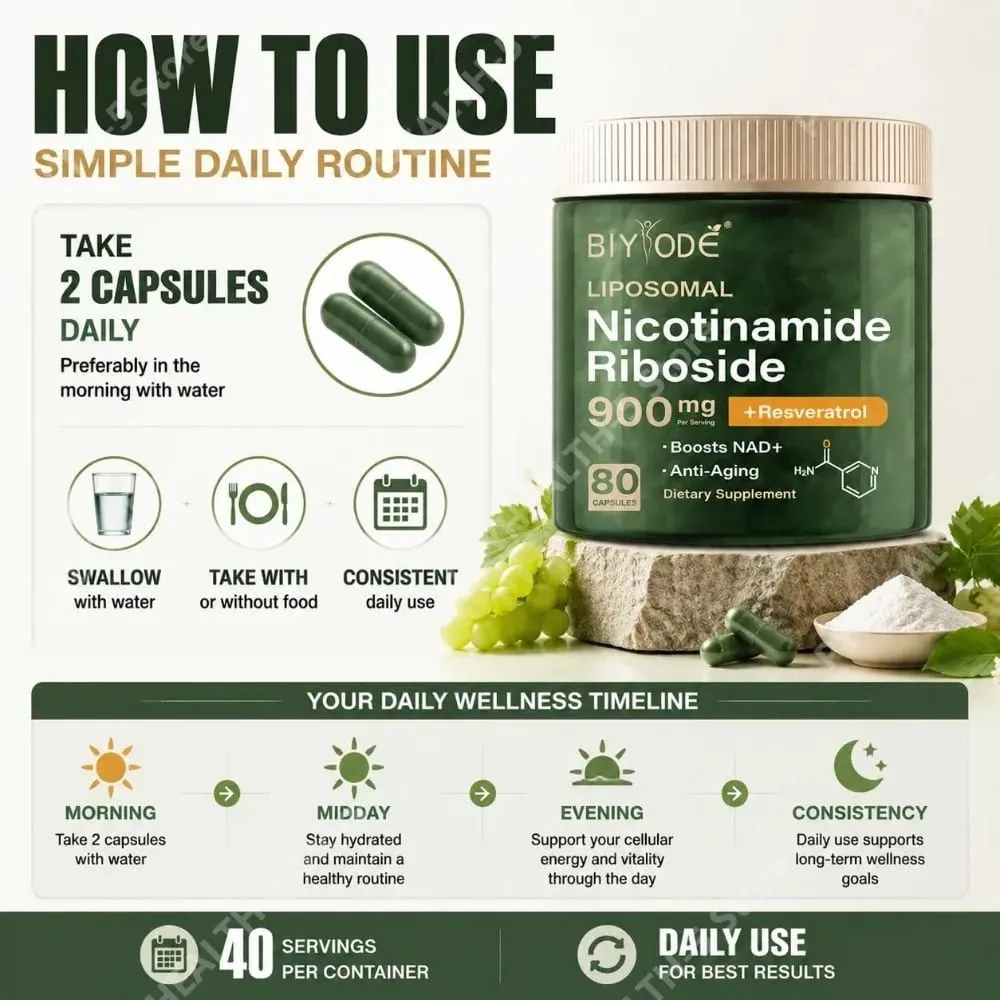 Liposomal Nicotinamide Riboside Capsules with NAD+ Boost and Quercetin Phytosome and Trans-Resveratrol 80 Capsules