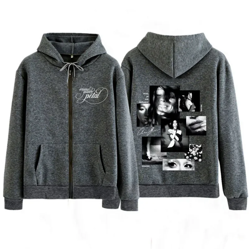 Ariana Grande Album Petal 2026 Print Zipper Hoodie Men Women Fashion Sweatshirts Long Sleeves Casual Loose Zip Up Jacket Coat