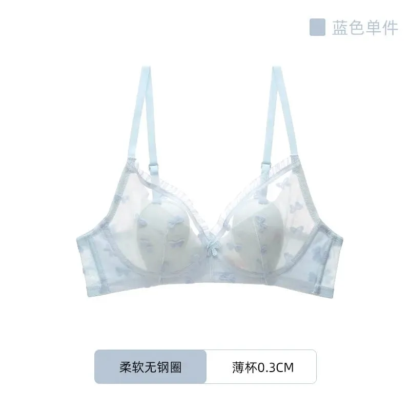 Sutiã Com Orelhas De Coelho Estilo Japonês Ultrafino Aumenta Peito Pequeno Sustenta Grande Anti-Caída Conjunto Lingerie