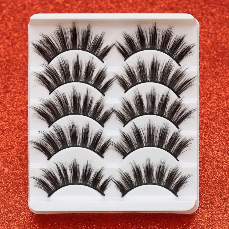 5 Ζεύγη βλεφαρίδων Cat Eye Faux Βλεφαρίδες Βιζόν Βλεφαρίδες με φτερωτό τέλος μακριές βλεφαρίδες Φυσικές μακριές βλεφαρίδες Manga Ψεύτικες βλεφαρίδες Μακιγιάζ
