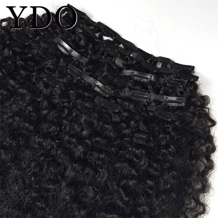 Kinky Curly Seamless Clip Ins Human Hair PU Clip In Hair Extensions For Black Women Afro Deep Curly Clip In Hair Extensions