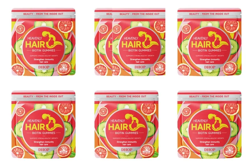 Biotin Gummies with Vitamin C and B12 Supports Strong Healthy Hair Growth Hair Care with Kiwi and Pomelo Extract - 15 Servings