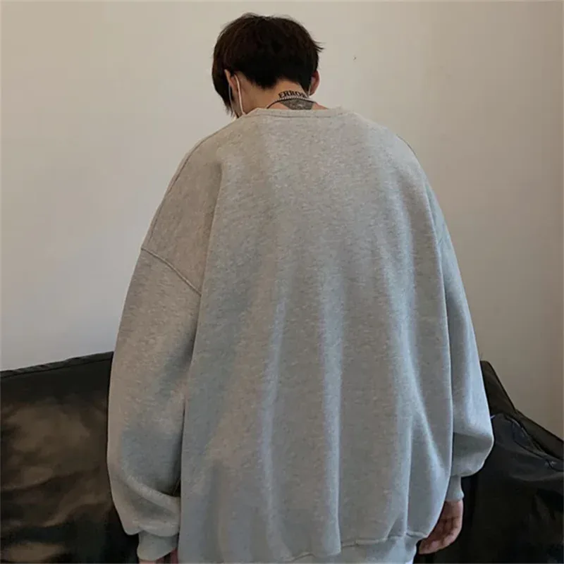 Autumn Men's High Street Letter Print O-Neck Hoodies 2026 Casual Fashion Graphic Long Sleeve Tops Y2K Youthful Basic Sweatshirts