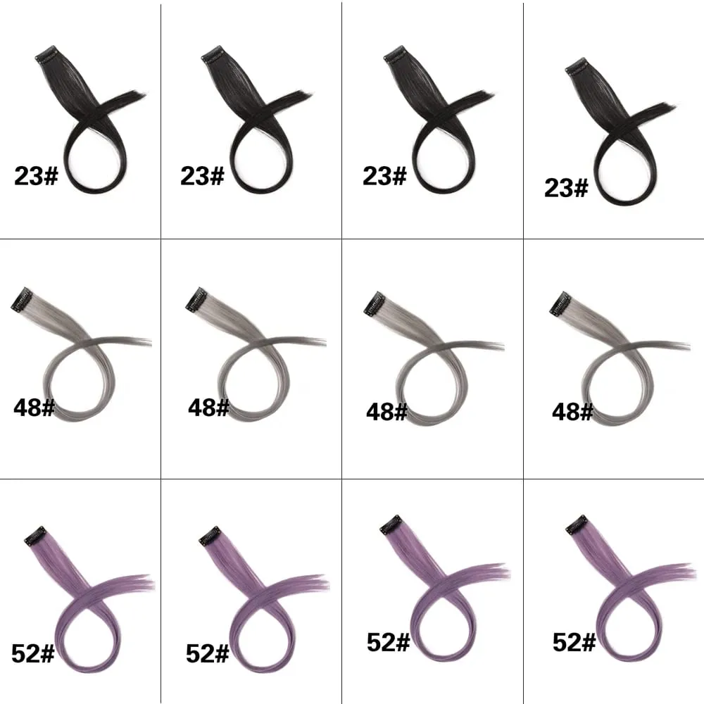 12 stk clips i farvet hårforlængelse til børn kvinder 20 tommer regnbue langt lige syntetisk hårstykke Varmebestandigt hår