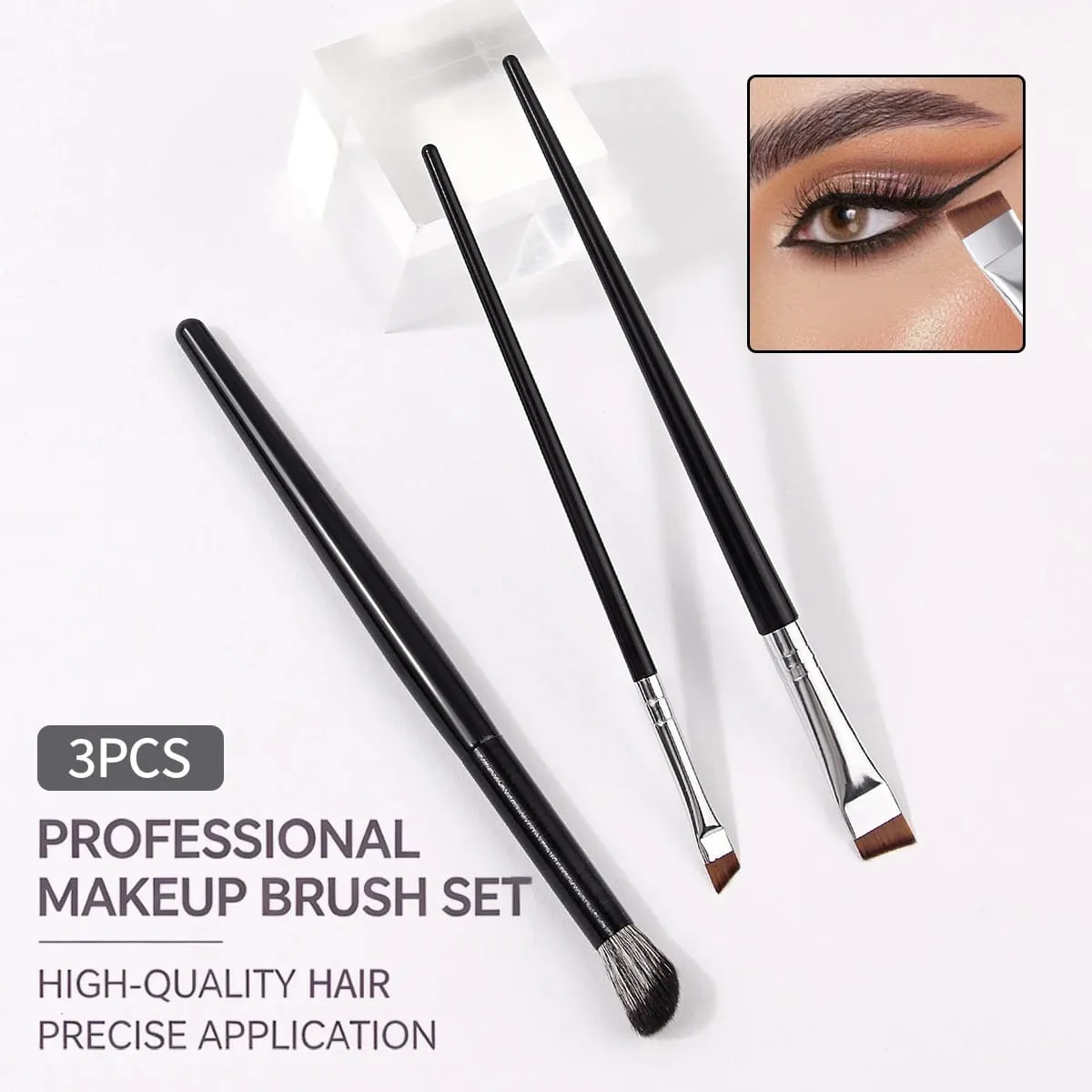 3Pcs Professional Eyebrow Concealer Makeup Brushes Set Soft Synthetic Hair Angled Eye Shadow Blending Brush for Eye Makeup Tools