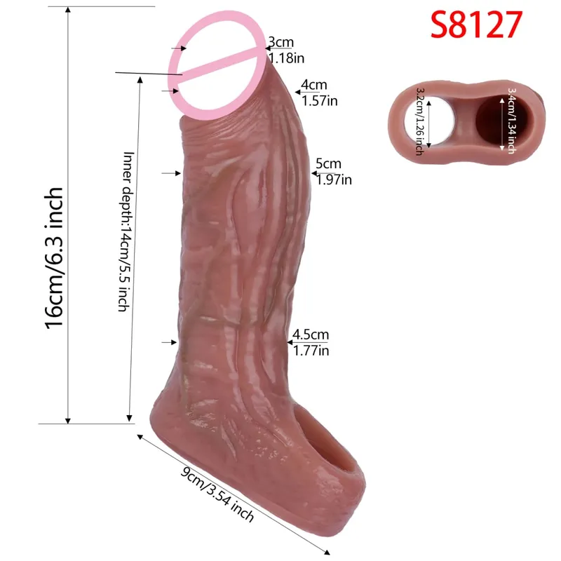 Đóng Đầu Thực Tế Dương Vật Tay Đồ Chơi Tình Dục Cho Nam Trì Hoãn Xuất Tinh Dick Mở Rộng Dành Cho Các Cặp Đôi Khoái Cảm Tình Dục Sexshop