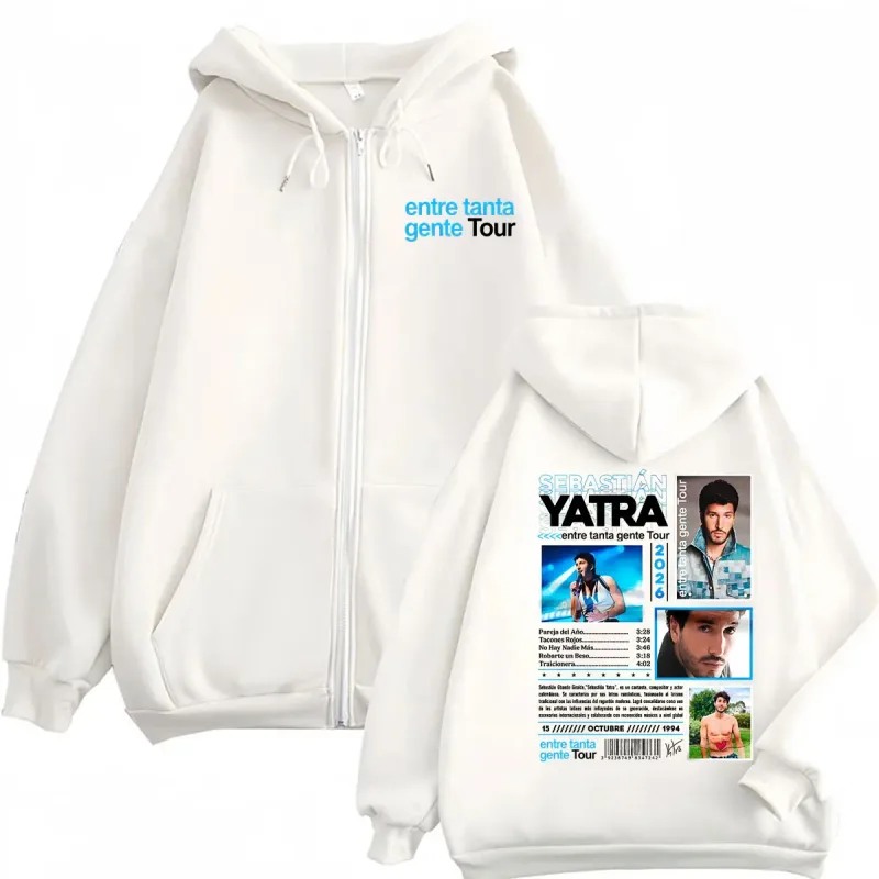 Sebastian Yatra Entre Tanta Gente Tour 2026 Zipper Sweatshirts Men's Clothing Hooded Fashion Hip Hop Zip Up Hoodies Coats Jacket