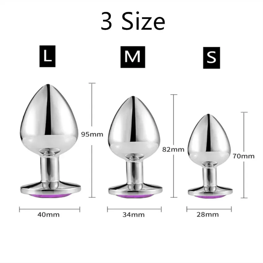 Estimulador de tapón Anal de cristal de acero inoxidable de 3 tamaños, juguete sexual Anal, entrenador Anal, consolador masajeador de próstata, juguete para coquetear para mujeres, hombres y Gay