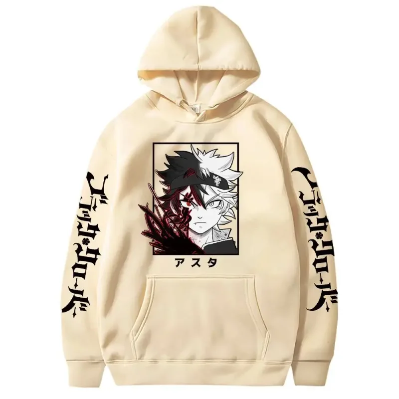 Black Clover Anime Men's Clothes Hoodie Sweatshirts Harajuku Manga Asta Oversized Winter Long Sleeve Streetwear Hoodies