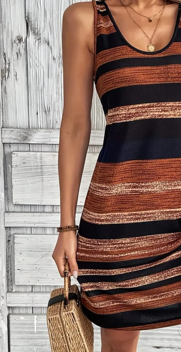 Women's U-Neck A-Line Sleeveless Dress with Lip Gloss Rainbow and Colorful Prints Tight-Fitting Dress Beach Dress for Women Holiday Clothing Casual Dress Beach Dress