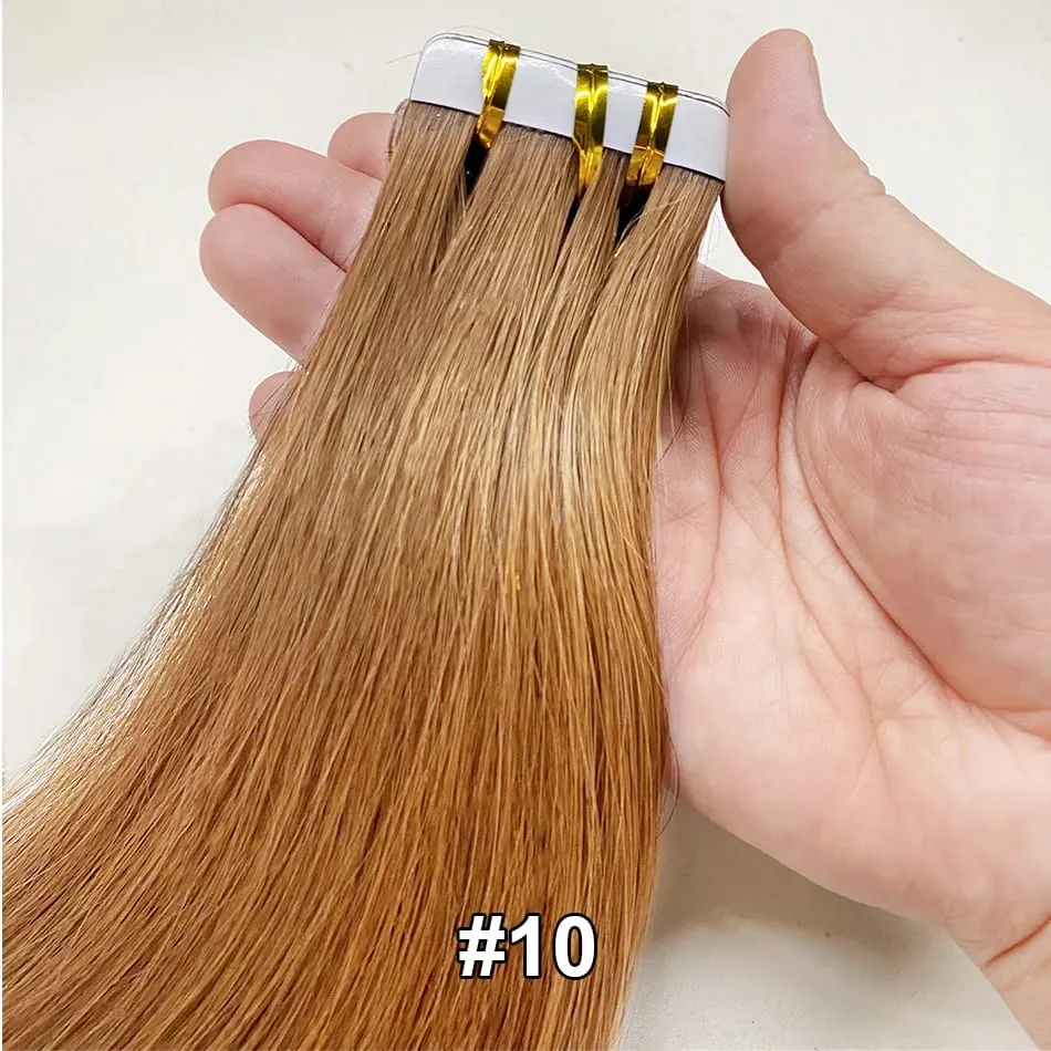 Luckinghair Wholesale 100% Virgin Double Drawn Straight Invisible Human Hair Tape in Extensions Wave Style