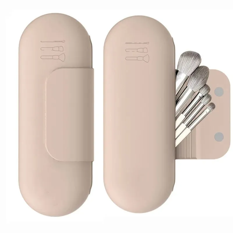 Silicone Makeup Brush Holder Travel Cosmetic Bag Case Soft Portable Cosmetic Face Brushes Holder with Magnetic Closure