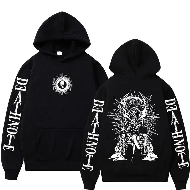 Y2K Anime Death Note Hoodies Yagami Light L·Lawliet Gothic Sweatshirt Men Women Clothing Fashion Long Sleeve Pullovers Streetwea