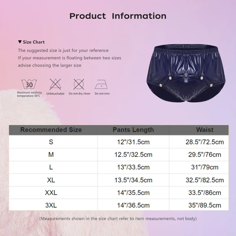 Mens Waterproof Diaper Cover Briefs with Front Pressing Buttons Anti-leak Adaptive Underwear Shorts for Elderly Special Needs