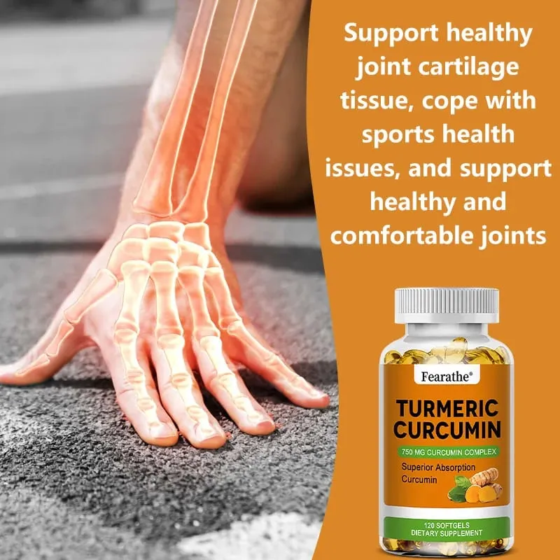 Organic Turmeric Curcumin Capsules Natural Antioxidant Herbal Supplement for Joint Bone Brain Cardiovascular & Body Wellness — image 3