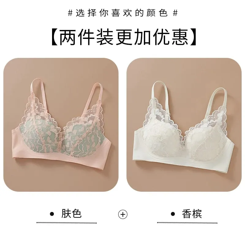 Japanese Sexy Spitze Büstenhalter ohne Bügel Push Up für kleine Brust Seitlich glättend Anti-Sagging Neu Bestseller MOYISU B