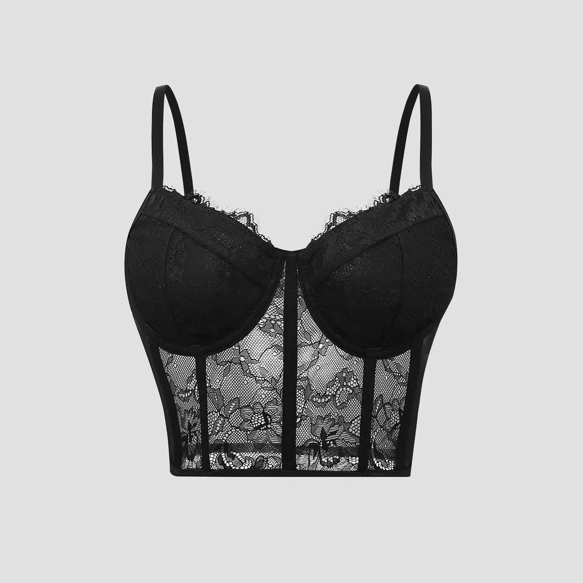 เซ็กซี่สีดำกึ่งโปร่งใส Bra ตาข่าย Push Up Bralet ผู้หญิงด้านบนรัดตัว Bustier Vest Club Party Crop Top ชุดชั้นในที่หรูหรา