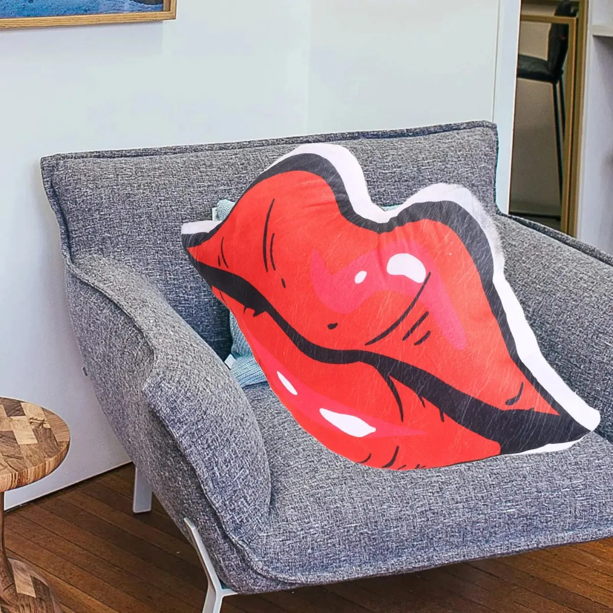 Lip Pillow Double-Sided Digital Print Red Lips Design Soft PP Cotton Comfortable Decorative Throw Pillow Valentines Day Decor