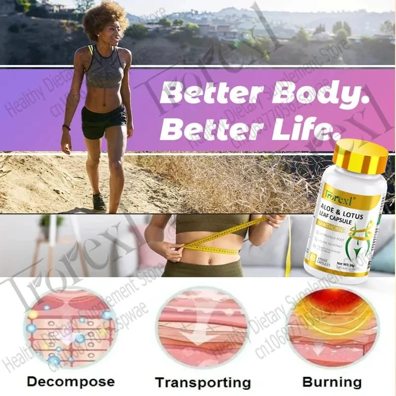 Aloe & Lotus Leaf Capsules Flat Tummy Pills Appetite Suppressant Detoxification Preserve Lean