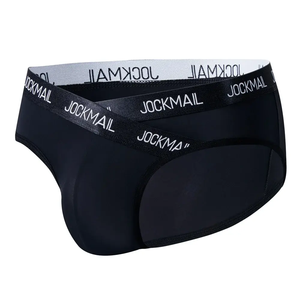 Jockmail Mens Underwear Low Waist Sexy Letter Sports Breathable Summer Ice Silk Briefs Big Bag Nylon Solid Color Man Panties