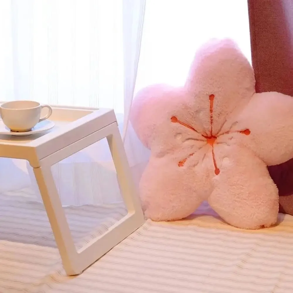 Kawaii 45cm Plush Pillow Cherry Blossom Soft Room Decor Pillow Pink Tatami Cushion Photo Decorations