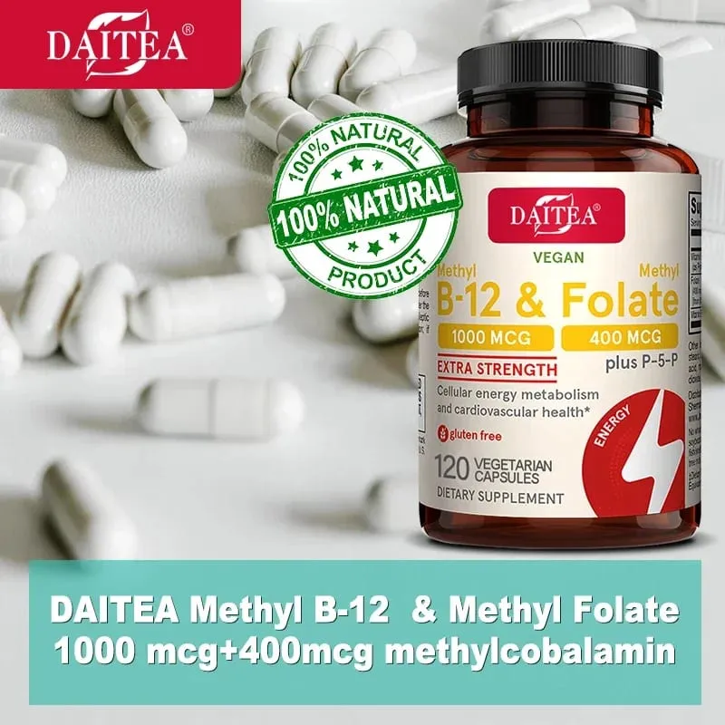 Folic Acid Vitamin B12 and B6 - Supports Brain and Heart Health Energy Production Red Blood Cell and Cardiovascular Health
