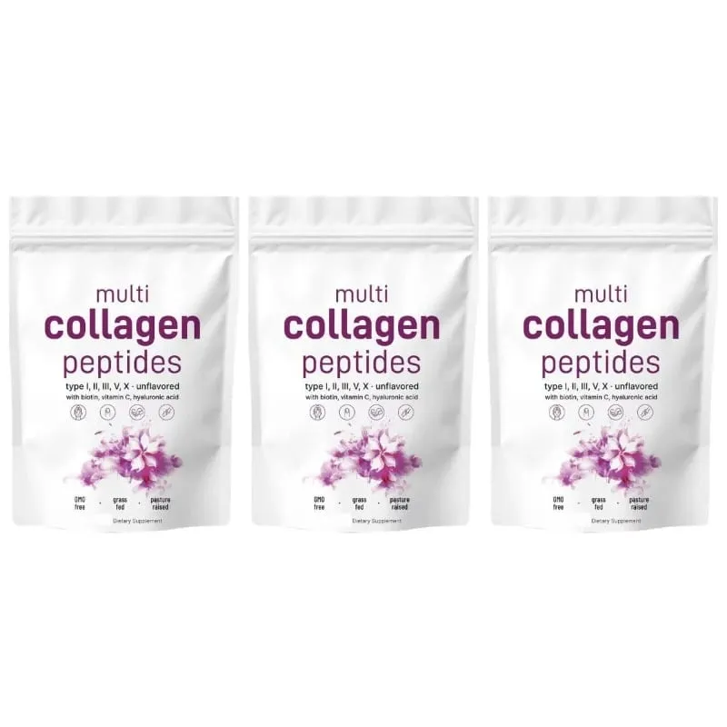 Multi Collagen Peptides Powder Types I II III V with Biotin Vitamin C & Hyaluronic Acid Supports Skin Hair Nails for Men Women