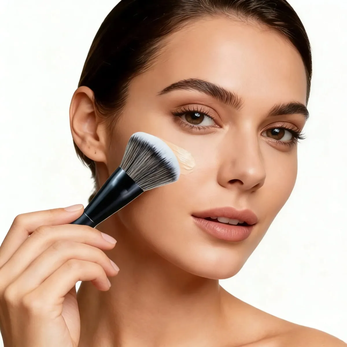 5-piece facial makeup brush set: foundation brush powder brush blush brush concealer brush contour brush blending brush. High-end makeup brushes with oil-coated handles for a comfortable feel. Professional-grade makeup tools with dense soft
