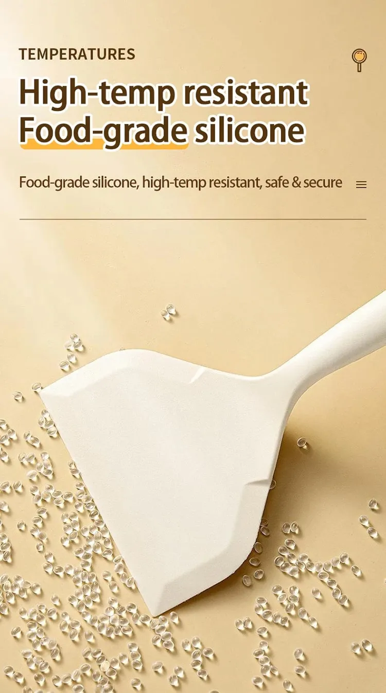 1pc Silicone Spatula Heat Resistant Spatula Household Food Grade Non-stick Kitchen Tool for Cooking Egg Fish Pancake CFQJ001
