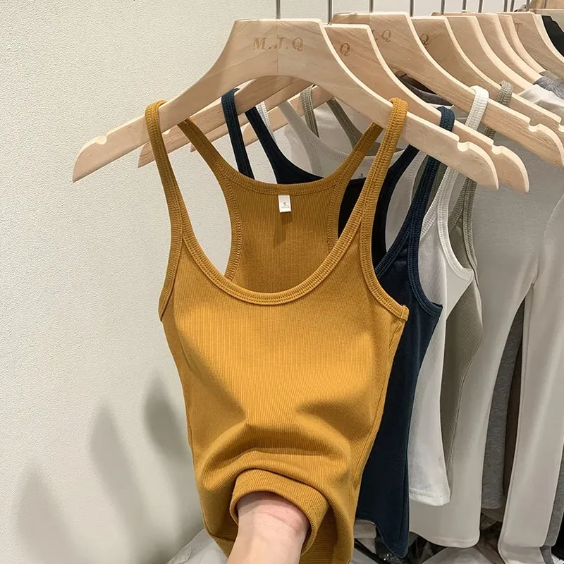 Layering Outerwear Tees 2026 Summer Y2K Hot Girl Knitted Ribbed Women Camis Figure Flattering Sleeveless Tank Top