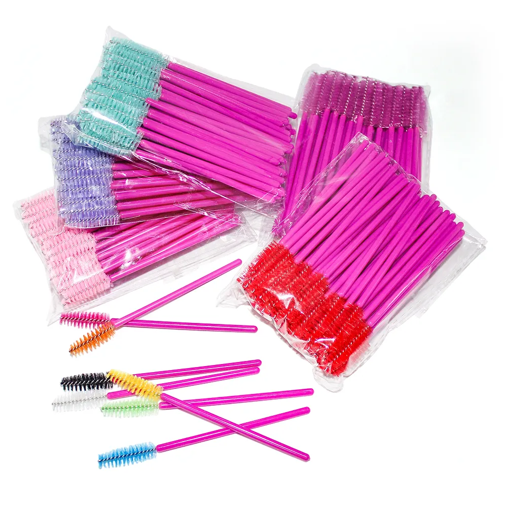 50pcs Disposable Eyelash Brushes Extension Rose Red Eyebrow Brush Mascara Wand Eye Lashes Cosmetic Tool Set Makeup Beauty