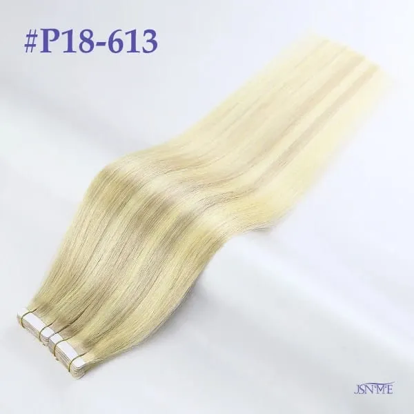 Tape In Human Hair Extensions 100% Really Hair Tape In Hair Natural Straight Black Brown Blonde 613 For SalonFor Women