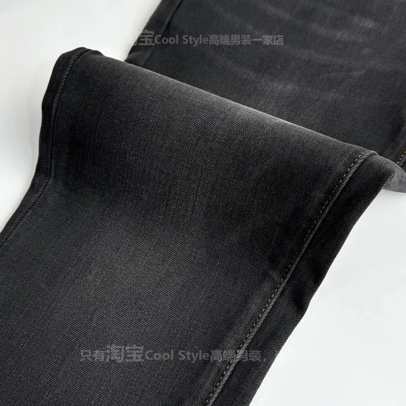 2025 autumn new jeans men's fashion brand light luxury high-end men's clothing slim fit small feet elastic denim pants