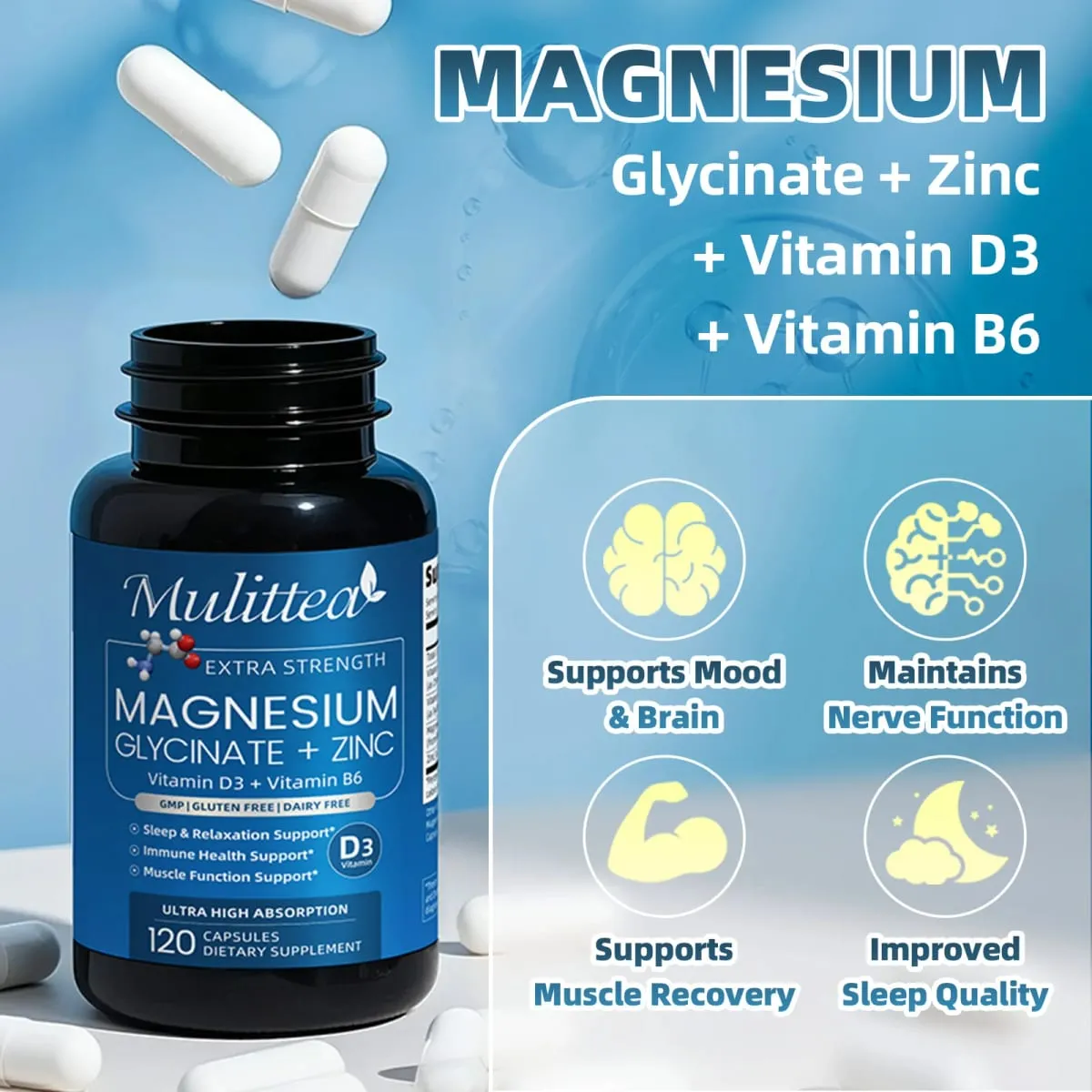 Magnesium Glycinate Supplement | Boost Immune System Improve Sleep Enhance Energy & Mood | 60/120 Capsules — image 3