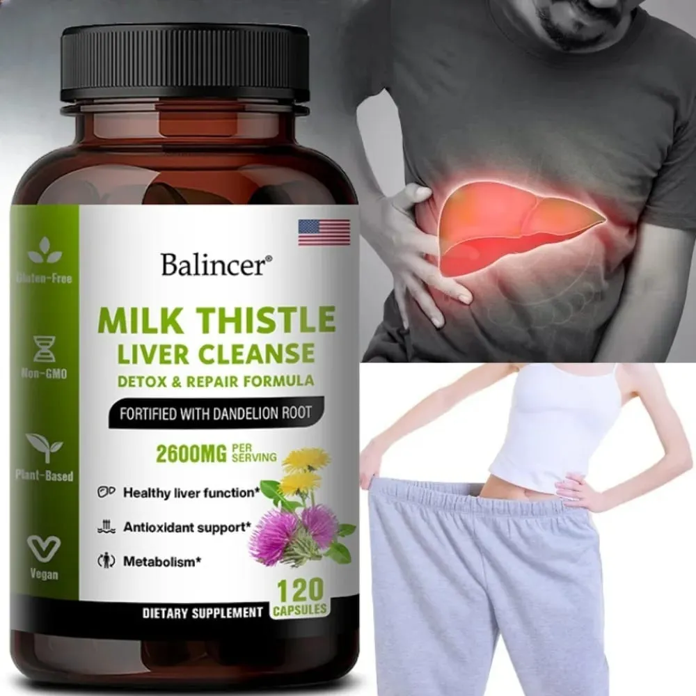 Milk Thistle with Dandelion Root-Antioxidant Liver & Kidney Health Support Supplement Vegan Non-GMO Gluten Free 120 Capsules
