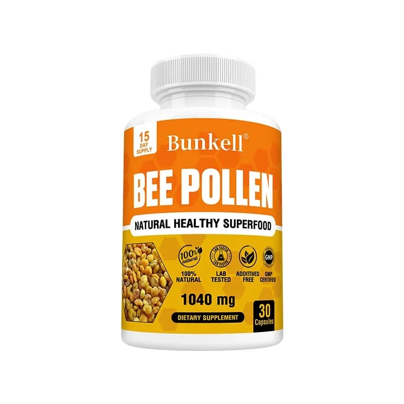 Bipollentilskud 100 % naturligt rå bipollen Vegetarkapsler Probiotisk Superfood Fordøjelse Immunstøtte og energi