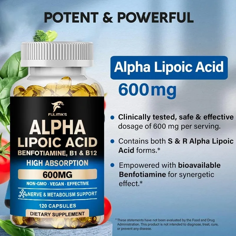 Buy 1 Get 1 Free! Fulimiks Alpha Lipoic Acid Capsules with Vitamin B1 for Nerve Health Brain Function Support Heart Health — image 3