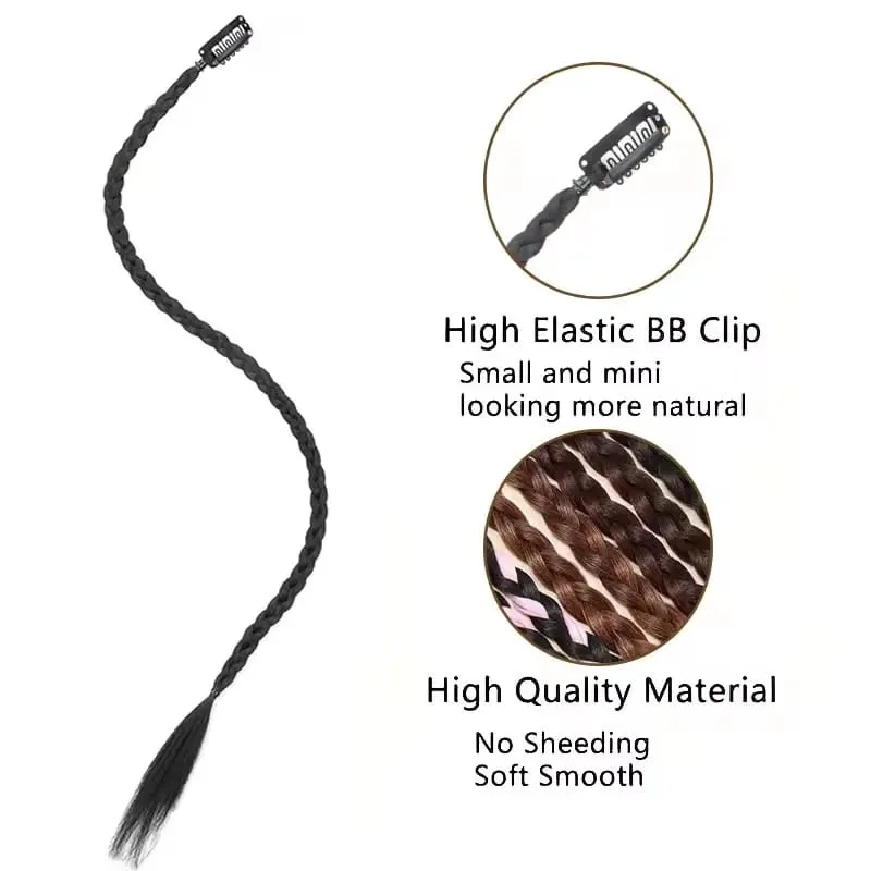 1 Stück synthetische Zopfperücke mit starkem BB-Clip, leichtes Box-Zopf-Pferdeschwanz-Haarteil für Frauen für Partys im Alltag