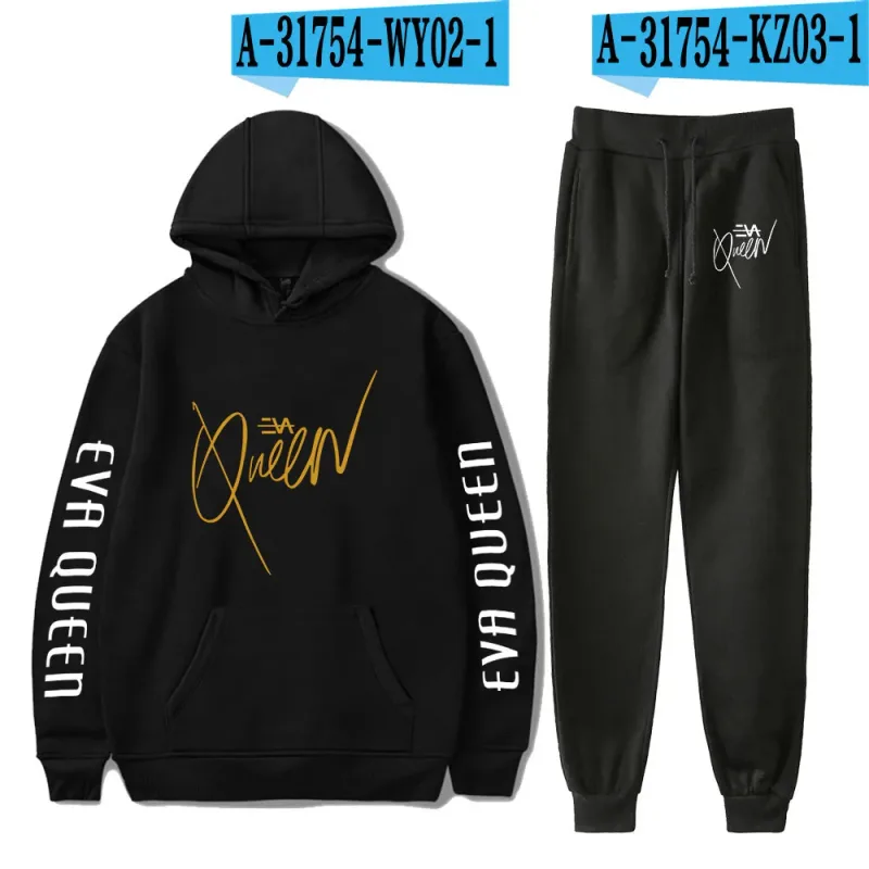 Hip Hop Comfortabel Eva Queen Print Sweatshirt Joggingbroek Pak Hoodies + Broek Pak Jongens/Meisjes 2 Delige Set Kleding