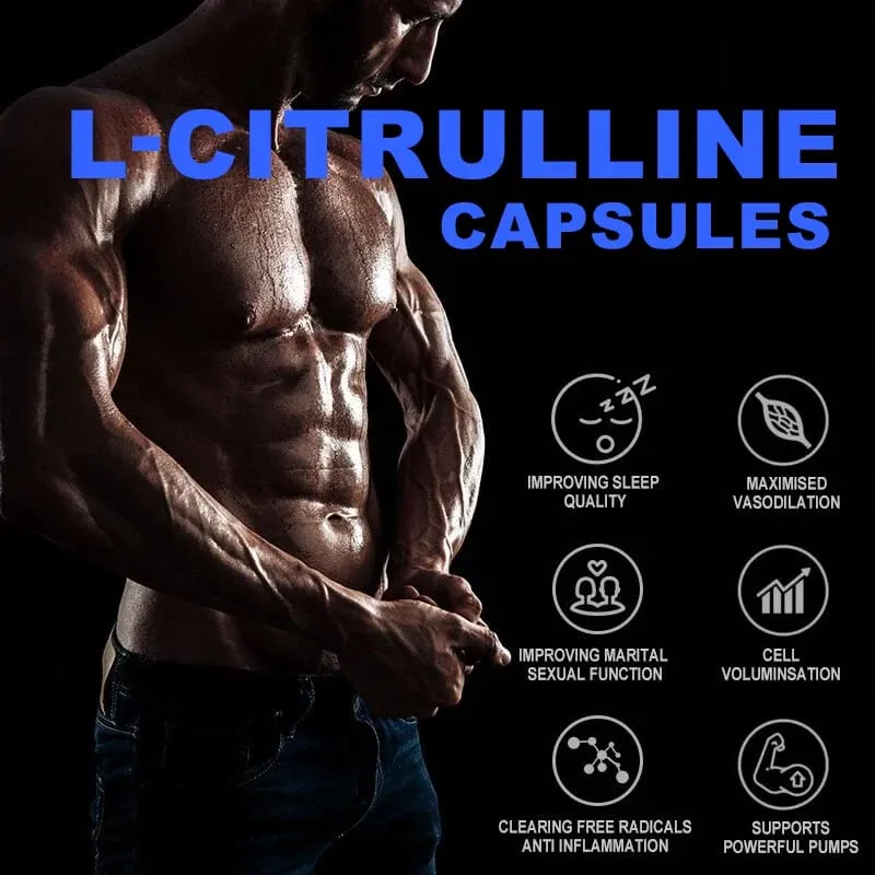Maximum Strength L-Citrulline Capsules Support Blood Vessels Stamina Muscle Soreness for Bodybuilding & Strength Training