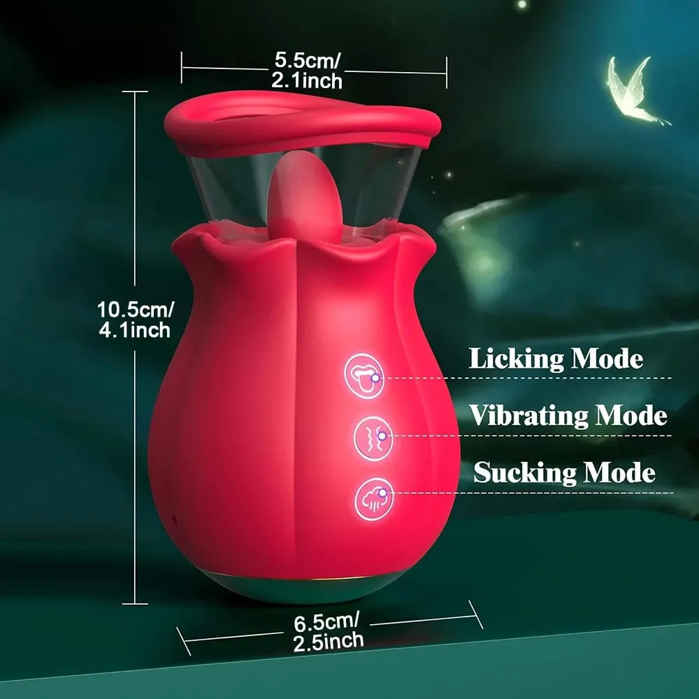 Sucking Licking G spot Vibrator Rose-Sex Toy Adult Sex Toys Removable Cup Clit Nipple Stimulation 360° Rotation Vibrators 18+
