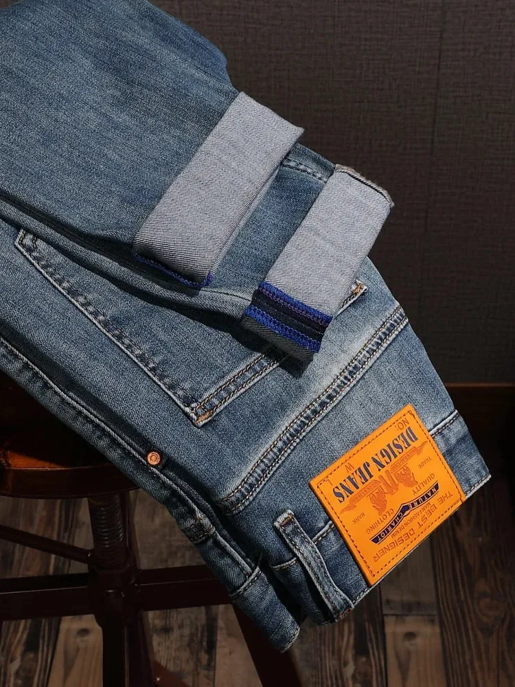 High-end Summer Thin Jeans Men20252023 Trend Embroidered Straight Casual Luxury Long Pants